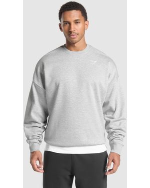 GYMSHARK Oversized Crest Crew - Grey