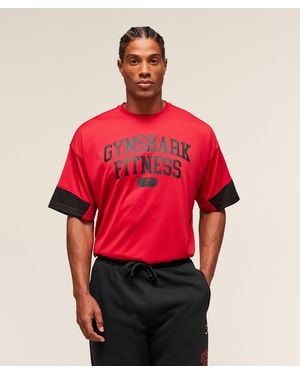 GYMSHARK Campus Oversized T-Shirt - Red