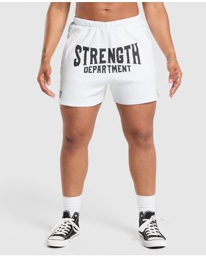 GYMSHARK Strength Department Graphic Shorts - White