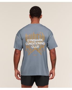 GYMSHARK Hybrid Graphic T-Shirt - Blue