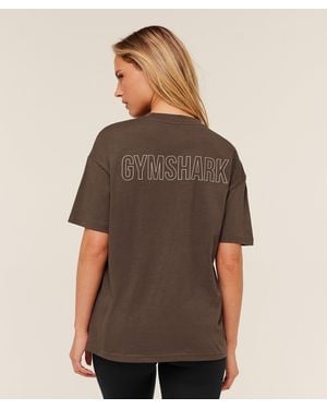 GYMSHARK Trace Graphic Oversized T-Shirt - Brown