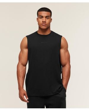 GYMSHARK Oversized Premium Ribbed Tank - Black