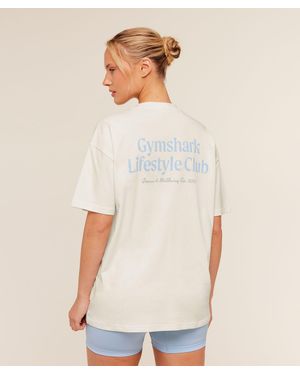 GYMSHARK Lifestyle Club Graphic Short Sleeve T-Shirt - White