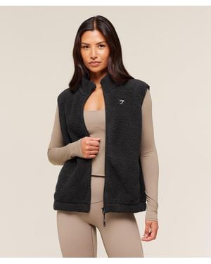 GYMSHARK Sherpa Gilet - Black