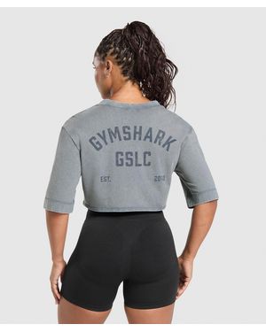 GYMSHARK 66 Washed Graphic Crop Top - Grey