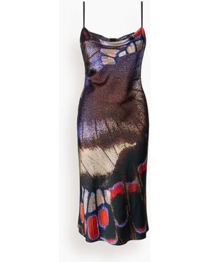 STAUD Evangeline Silk Midi Dress - Red