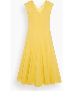 Another Tomorrow V-Neck Day Dress - Yellow