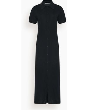 Another Tomorrow Pique Polo Dress - Black