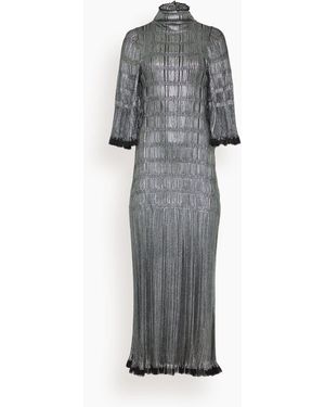 Lanvin High-Neck Midi Dress - Gray