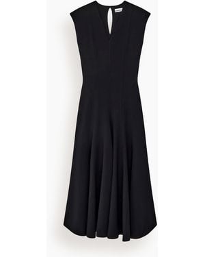 Another Tomorrow Double Face Cutout Dress - Black