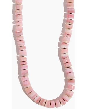 Theodosia Speckled Opal Heishi Cut Candy Necklace - White