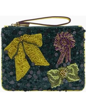 ALÉMAIS Rosette Beaded Clutch - Green