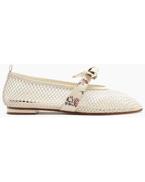 Alexandre Birman Clarita Ballerina Mesh Flat - White