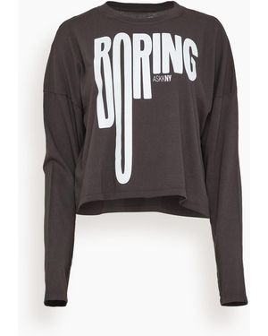 ASKK NY Cropped Long Sleeve Printed Tee - Black