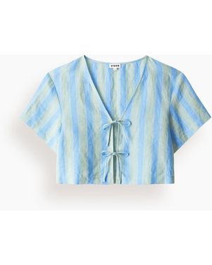 STAUD Ava Linen Top - Blue
