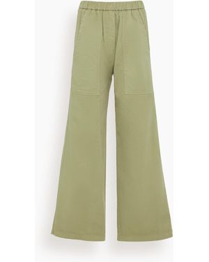 Forte Forte Peached Cotton Twill Palazzo Cargo Pants - Green