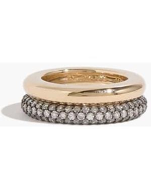 BY PARIAH Classic Diamond Duo Ring Stack - White