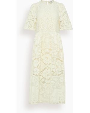 Sea Arianna Lace Short Sleeve Midi Dress - White
