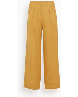 forte_forte Chic Linen Canvas Darted Pants - Yellow