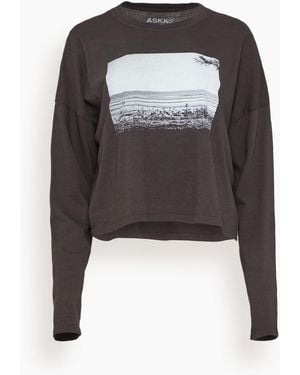 ASKK NY Cropped Long Sleeve Printed Tee - Black