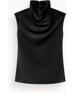 Another Tomorrow Silk Draped Top - Black