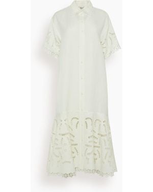 Sea Marja Embroidery Shirt Dress - White