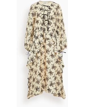 Sea Joan Print Tie Front Midi Dress - Natural