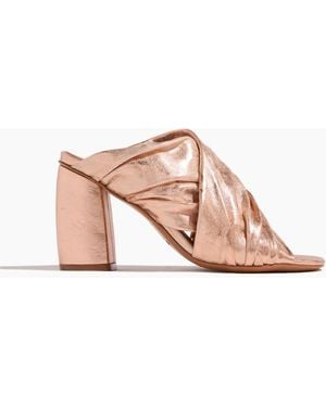 Forte Forte Heeled Laminated Leather Crossed Sandals - Pink