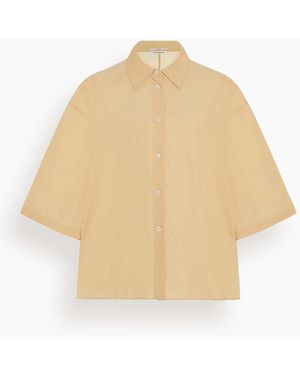 Another Tomorrow Voile Short Sleeve Shirt - Natural