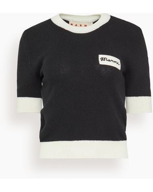Marni Short Sleeve Crewneck Sweater - Black