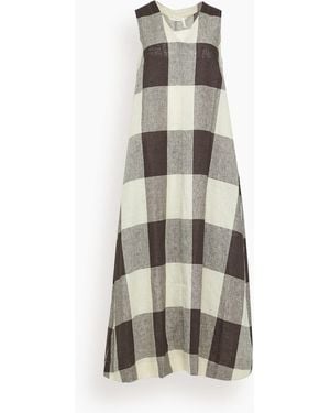 Toast V-Neck Check Linen Easy Dress - Natural