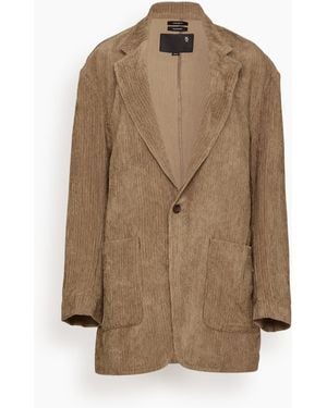 R13 Elongated Oversized Ragged Blazer - Brown