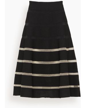 Balmain Stripe Knit Flare Skirt - Black