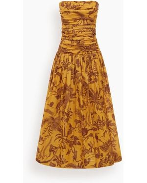ALÉMAIS Banana Blossom Ruched Gown - Yellow