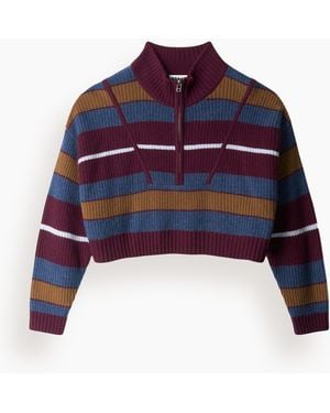 STAUD Cropped Hampton Cashmere Sweater - Blue