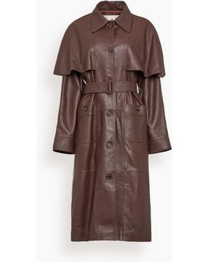 Sea Caitlin Leather Trench Coat - Brown