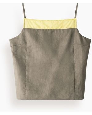 STAUD Maisie Linen Top - Gray