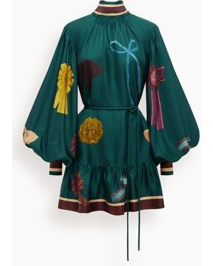 ALÉMAIS Rosette Silk Mini Dress - Green