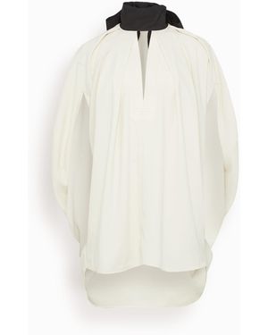 Lanvin Knotted High Neck Crepe Top - White