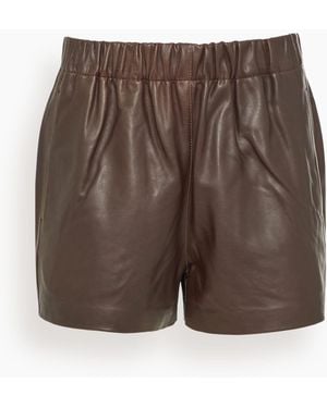 Tibi Leather Pull On Shorts - Brown