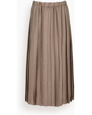Tibi Feather Weight Pleated Skirt - Brown