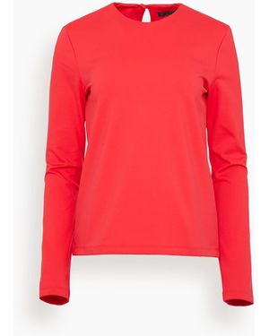 Tibi Compact Knit Long Sleeve Slim Top - Red