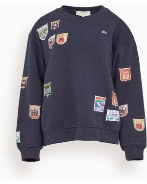 Sea Davis Patchwork Crewneck Sweatshirt - Blue