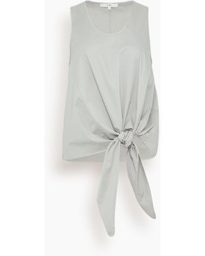 Tibi Feather Weight Denim Tie Front Top - White