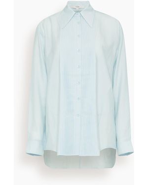 Tibi Silk Voile Easy Pintucked Shirt - Blue