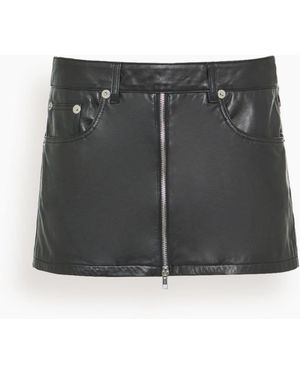 R13 Front Zip Leather Skort - Black