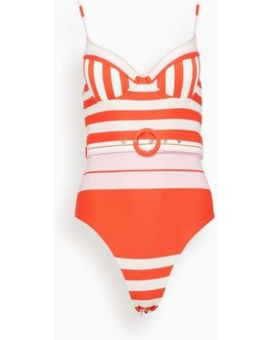 Jonathan Simkhai Noa Belted Bustier One Piece - Red