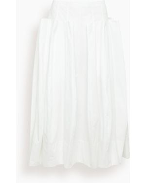 Tibi Compact Poplin Pinch Pleat Full Skirt - White