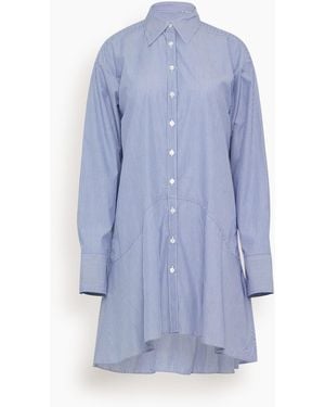 BITE STUDIOS Striped Petal Bottom Shirt Dress - Blue