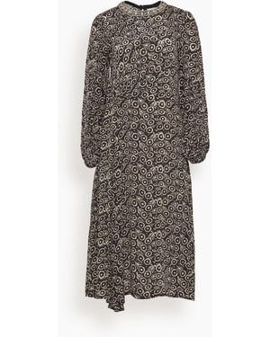 Sea Emmeline Print Long Sleeve Midi Dress - Brown